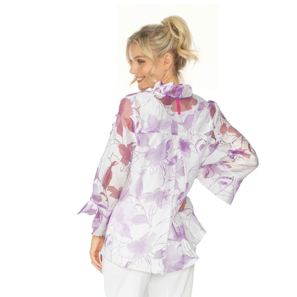 Sheer Floral High-Low Jacket in Purple - 6511J-PPL