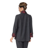 Lace Trim Scarf Jacket in Red/Black - 6939J-RD