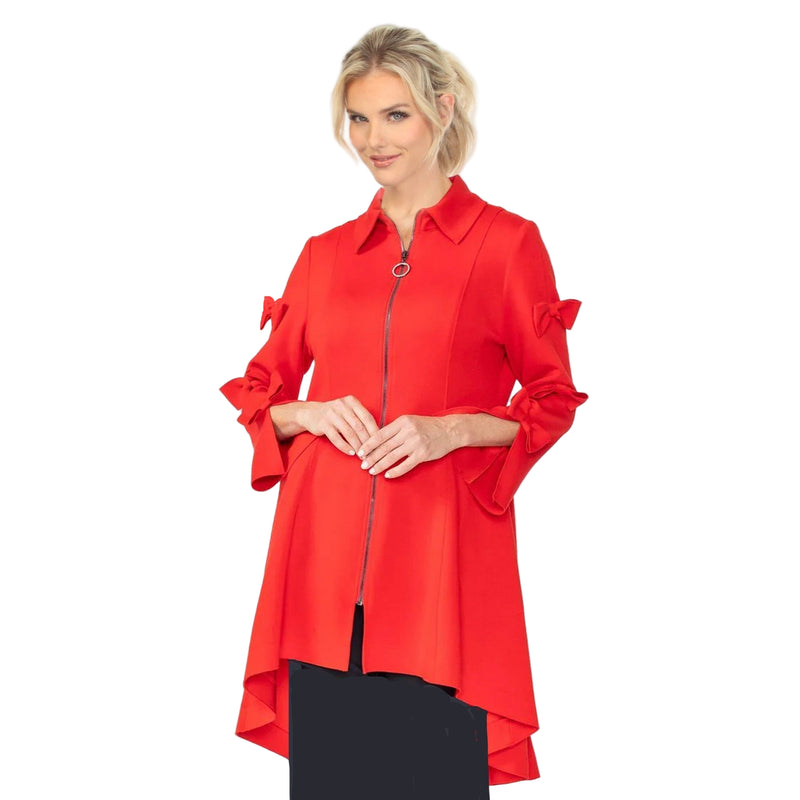 Red Zip-Front High-Low Tunic Jacket - 4782J-RD
