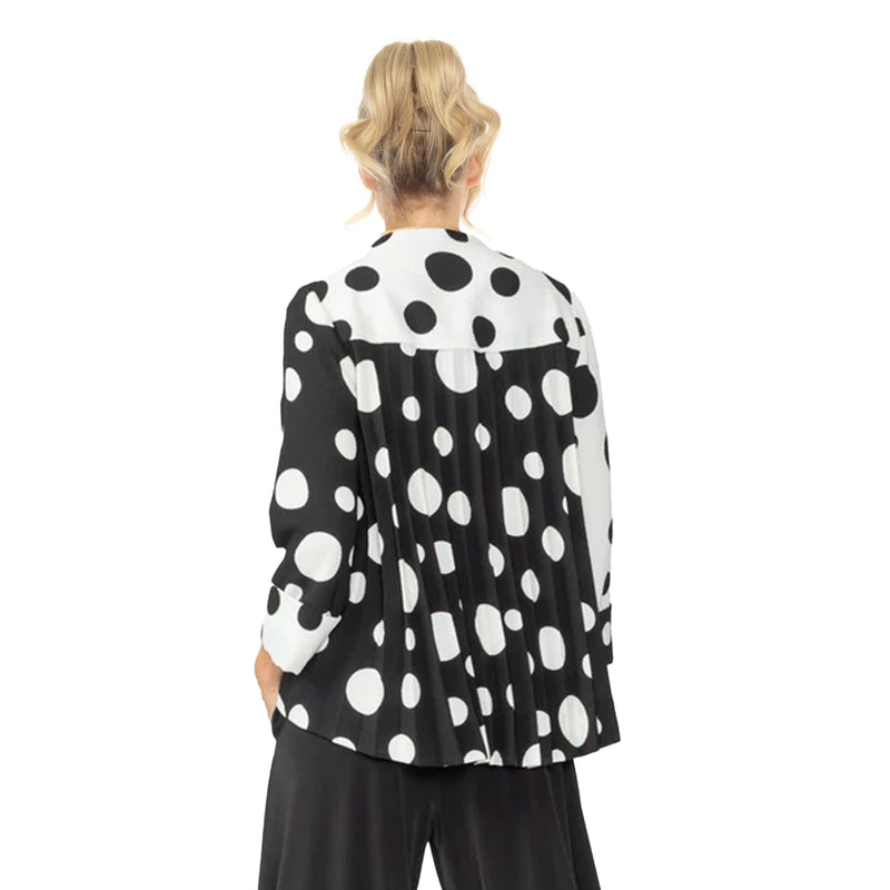 Just In! Polka-Dot Asymmetric Jacket in Black & White - 7093J