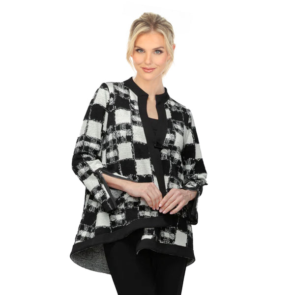 Modern Black & White Check Asymmetric Jacket - 7369J