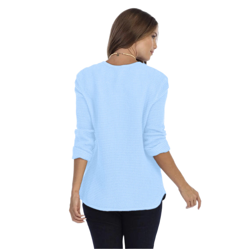 Lightweight Cotton Waffle Top in Azure - C691-AZR