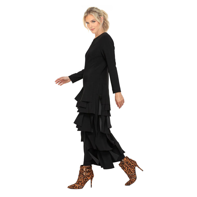 Tiered Cascading Jumpsuit in Black - 7232JS-BLK