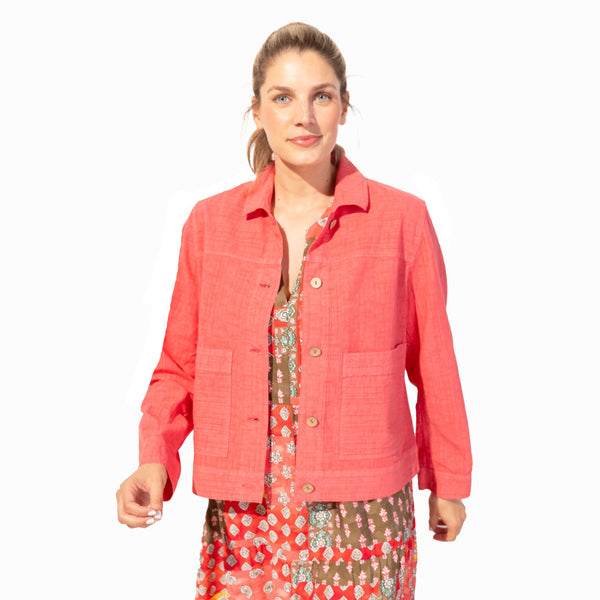 Vista Washed Cotton Beach Jacket in Punch - 43346-PCH