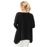 Solid Boat-Neck Tunic W/ Rosette in Black - 5871T-BLK