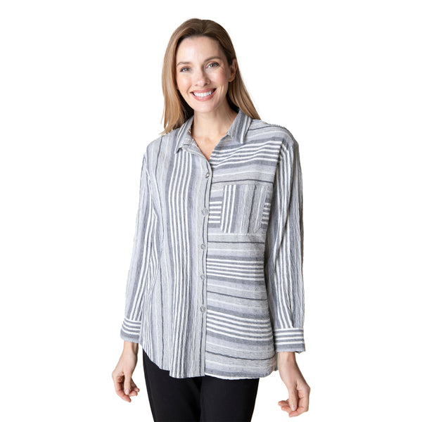 Mixed Stripe Boyfriend Shirt - 45810