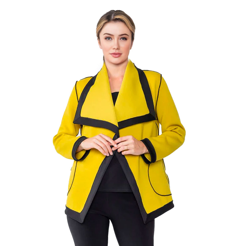 IC Collection Techno Knit Jacket W/ Contrast Trim in Mustard - 4939J-MST - Size XL Only!
