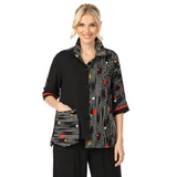 Mixed Dot & Stripe Colorblock Shirt Jacket - 4261
