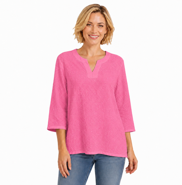 Embroidered Cotton Voile Top - C630