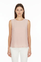 Crinkled Sleeveless Jewel Neck Top - 901T