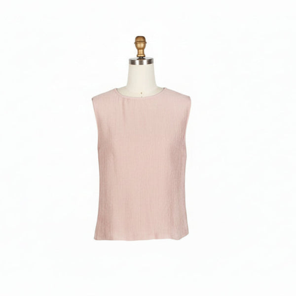 Crinkled Sleeveless Jewel Neck Top - 901T