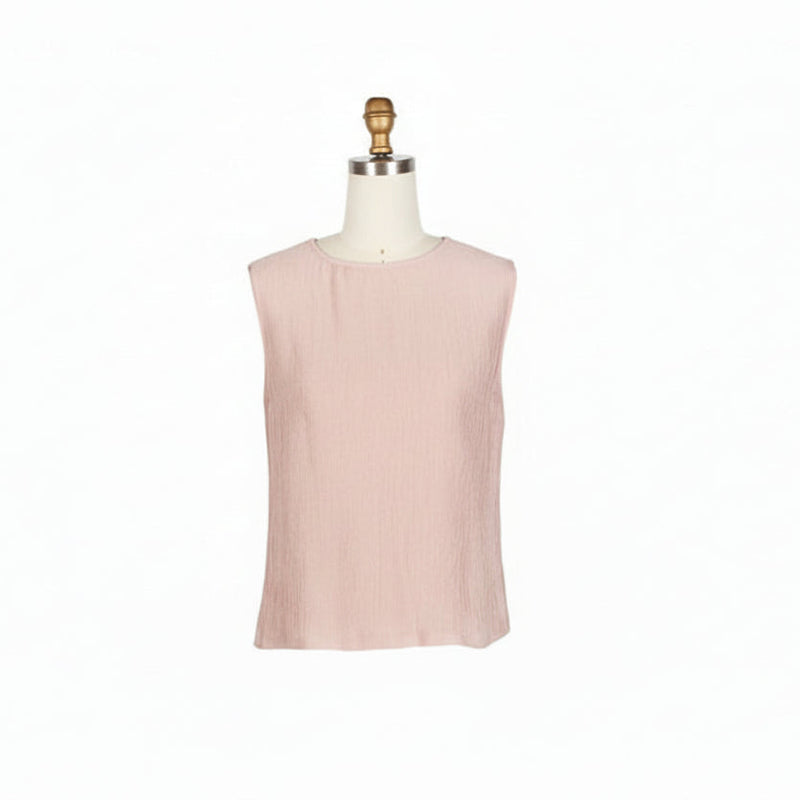 Crinkled Sleeveless Jewel Neck Top - 901T