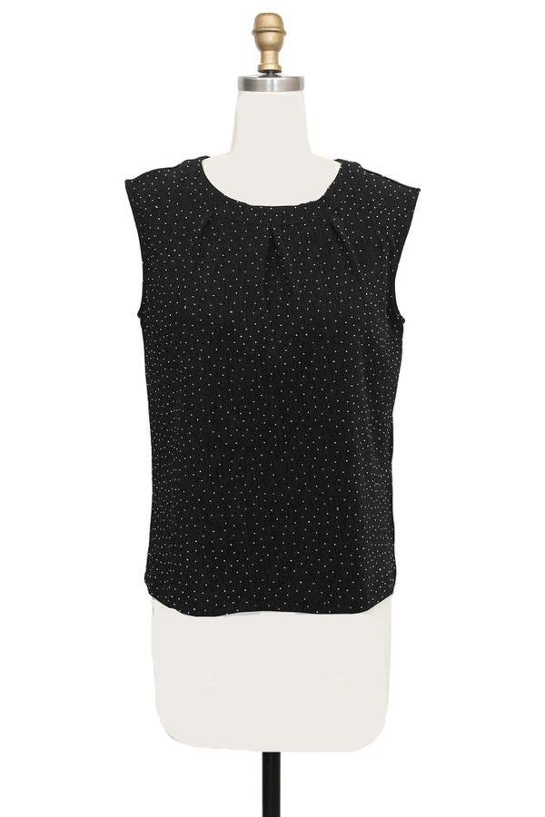 Sparkle Sleeveless Jewel Neck Top in Black - 902T-BLK
