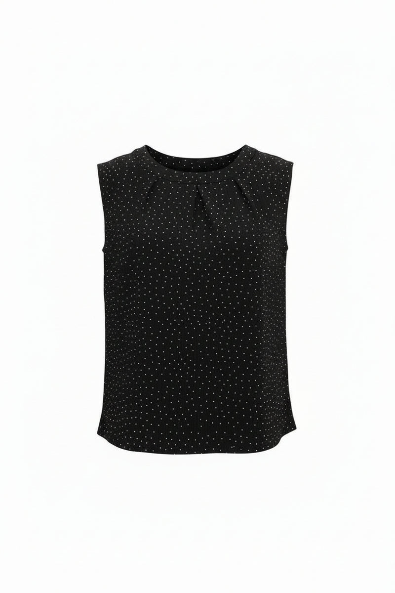 Sparkle Sleeveless Jewel Neck Top in Black - 902T-BLK
