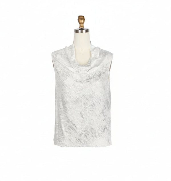 Crinkled Sleeveless Drape Neck Top - 903T