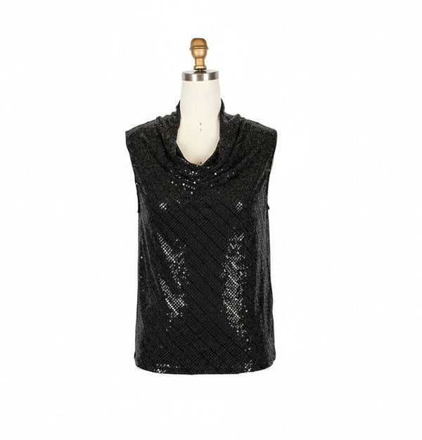 Sequin Sleeveless Drape Neck Top - 905T
