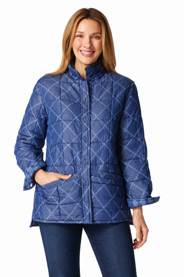 Diamond Print Cotton Quilt Jacket - 70757