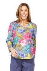 Botanical Blooms Hi Lo V-Neck Tee - 91206