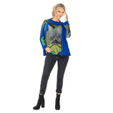 Abstract Print Draped Neck Top in Royal/Multi - 6720T