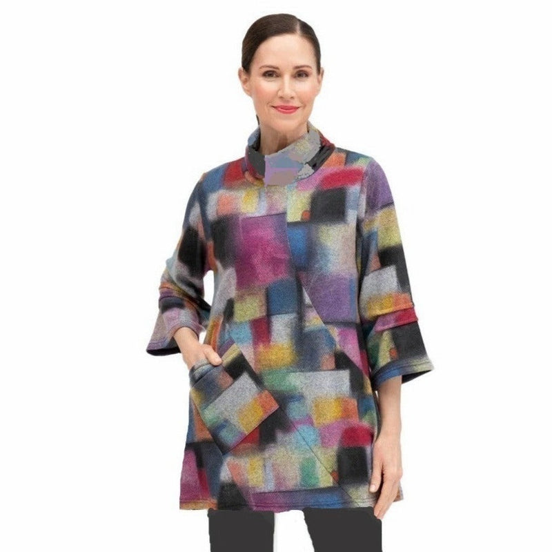 Damee NYC Colorblock Sweater Knit Tunic in Multi - 9215-MLT