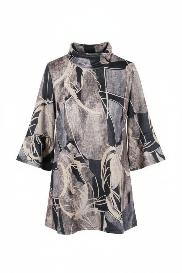 Abstract Tunic in Taupe/Grey/Black - 9232
