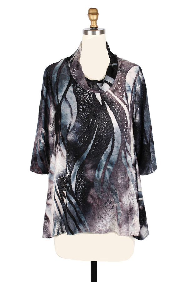 Abstract Swirl Burnout Jersey Knit Tunic - 9234