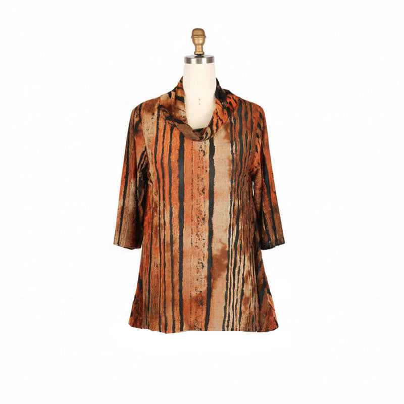 Vertical Stripe Tunic - 9235-BRN