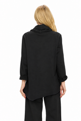 Cowl-Neck Asymmetric Tunic in Black - FT4072-BLK