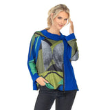 Abstract Print Draped Neck Top in Royal/Multi - 6720T