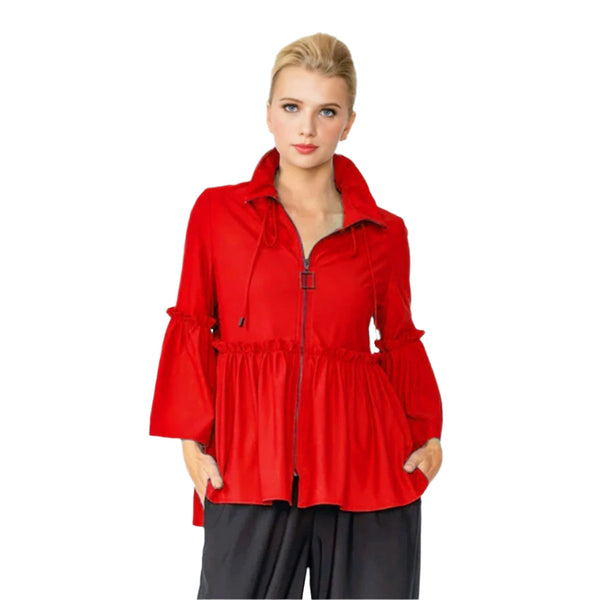 Tiered Peplum Jacket in Red - 4646J-RD - Sizes L & XL Only!