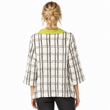 Textured Check Cowl Neck Top in Lime - 4253