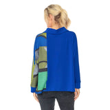 Abstract Print Draped Neck Top in Royal/Multi - 6720T