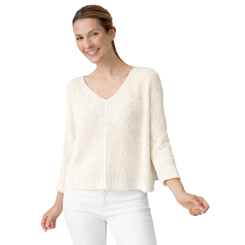 Textured Knit V-Neck Pullover - 81825