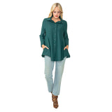 High-Low Pocket Blouse Hunter Green - 3778B-HNT