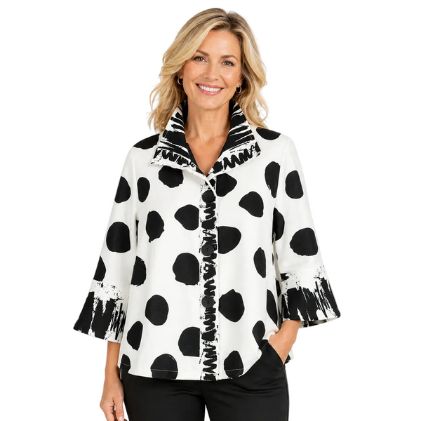 Polka-Dot Jacket in Black & White- 4939-WT - Size L Only!