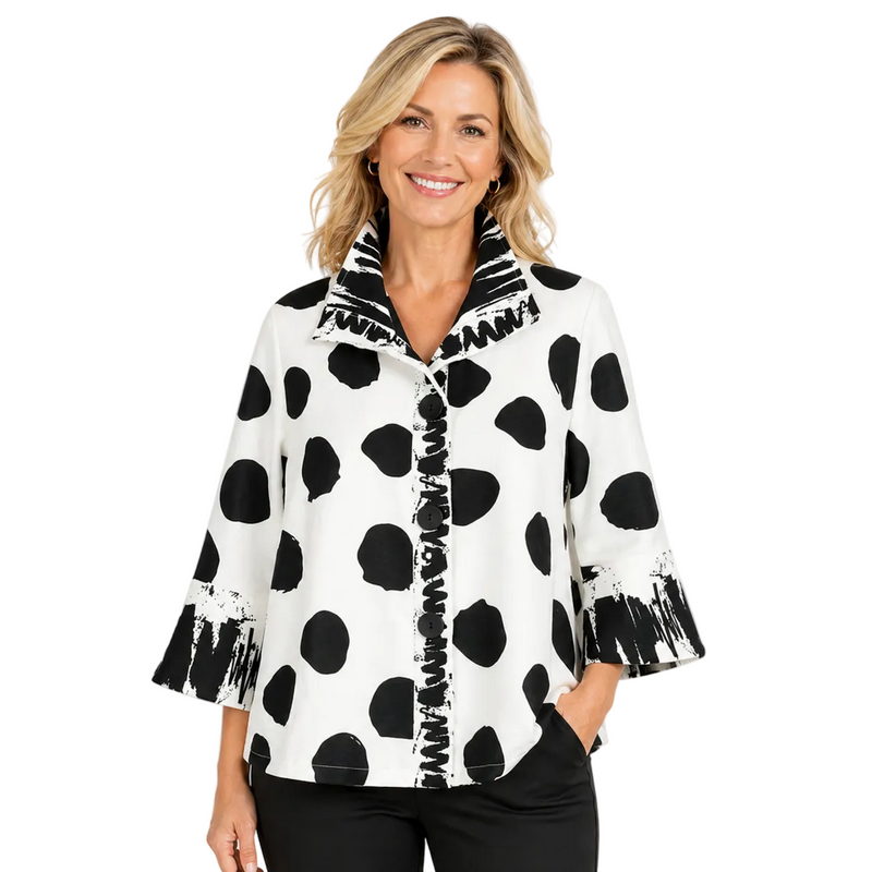 Polka-Dot Jacket in Black & White- 4939-WT - Size L Only!