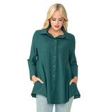 High-Low Pocket Blouse Hunter Green - 3778B-HNT