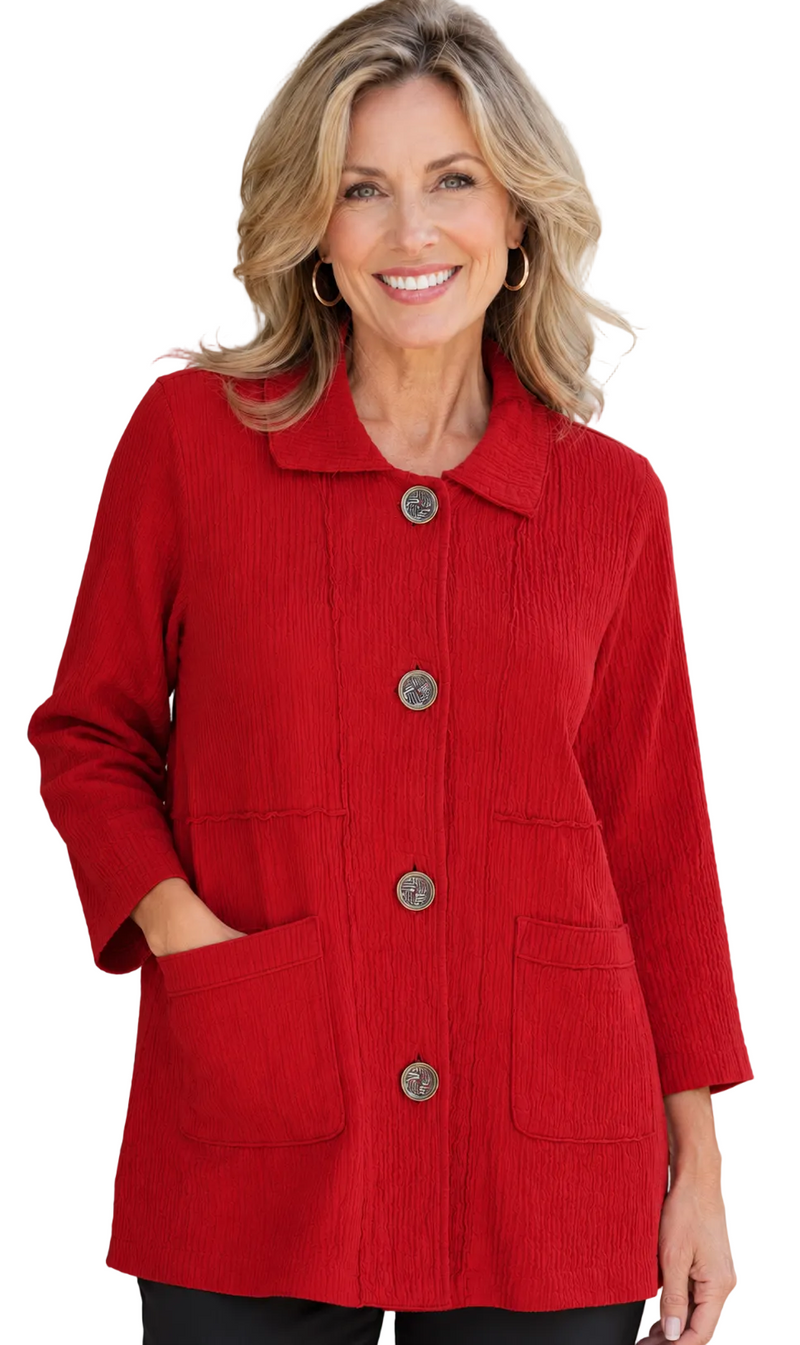 Ribbed Textured Knit Jacket  - ST407