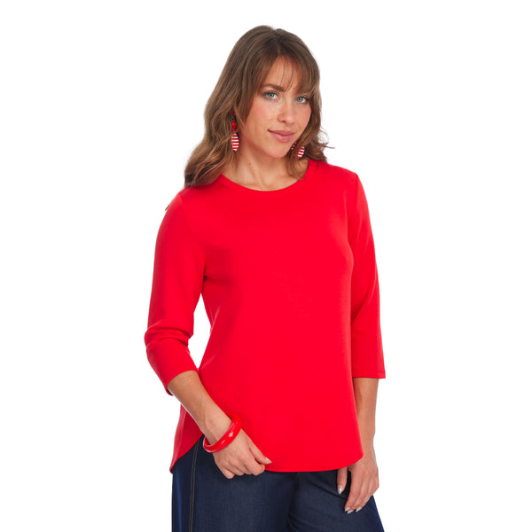 Lior Soft Knit High-Low Top in Red - ZOFI-RD