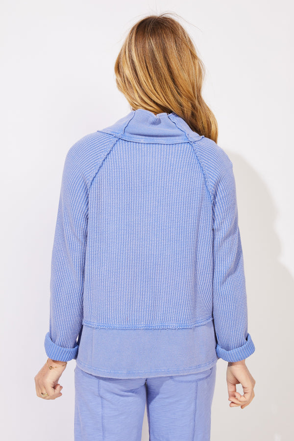 Mixed Waffle Mock Neck - 97011