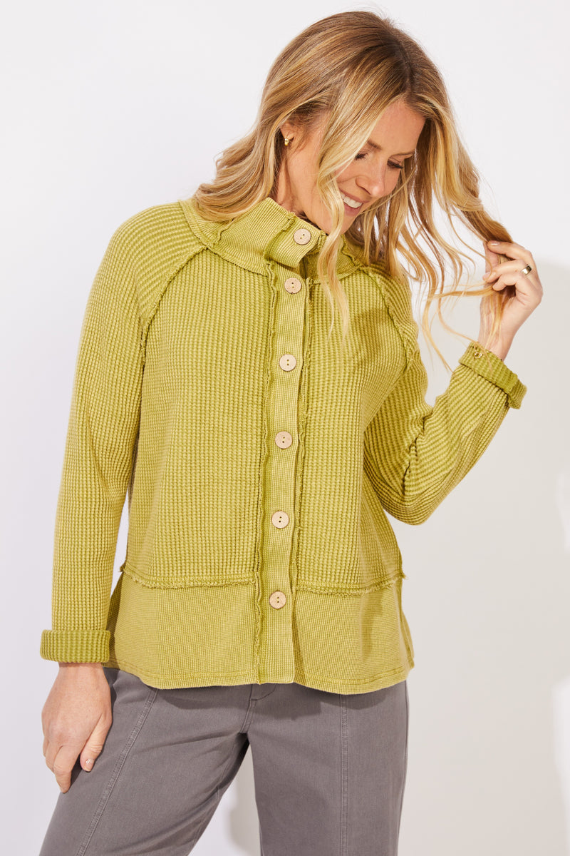 Mixed Waffle Mock Neck - 97011