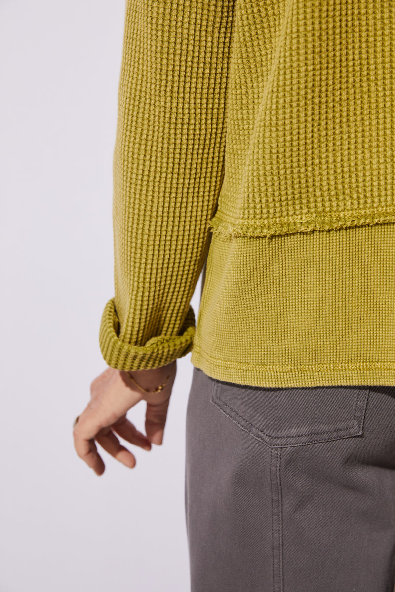 Mixed Waffle Mock Neck - 97011