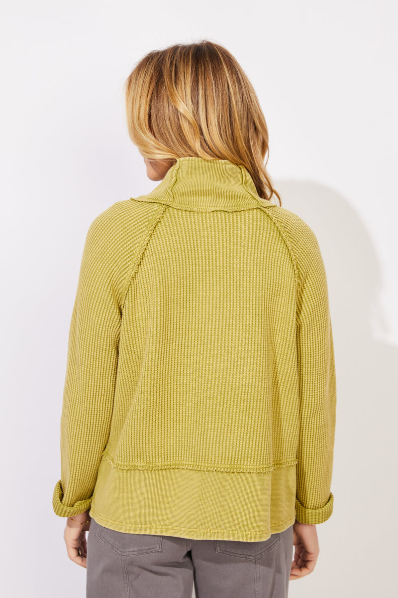 Mixed Waffle Mock Neck - 97011