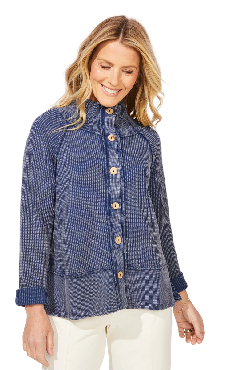 Mixed Waffle Mock Neck - 97011