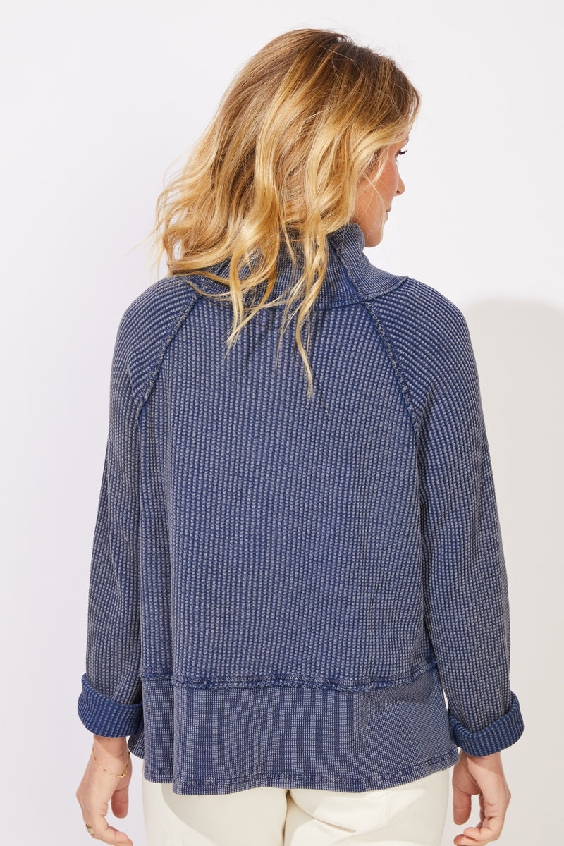 Mixed Waffle Mock Neck - 97011