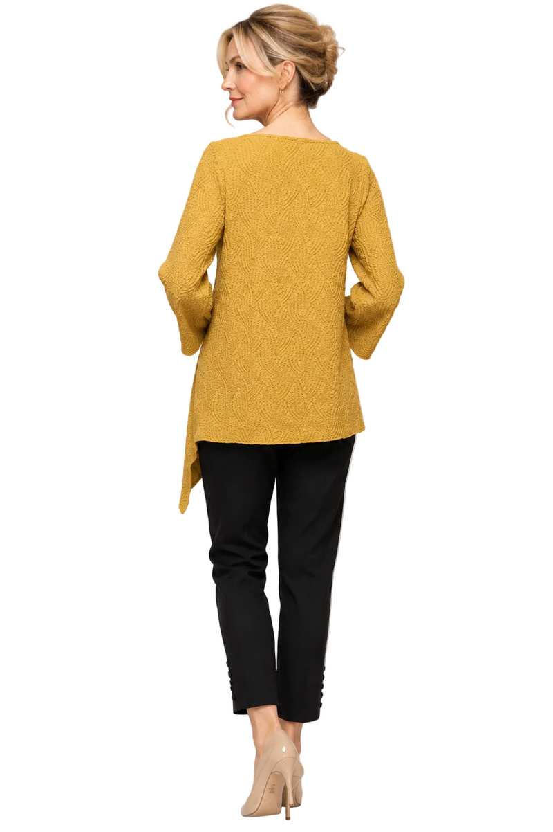 Jacquard Asymmetric Tunic in Gold - 7361T-GLD - Size L Only!