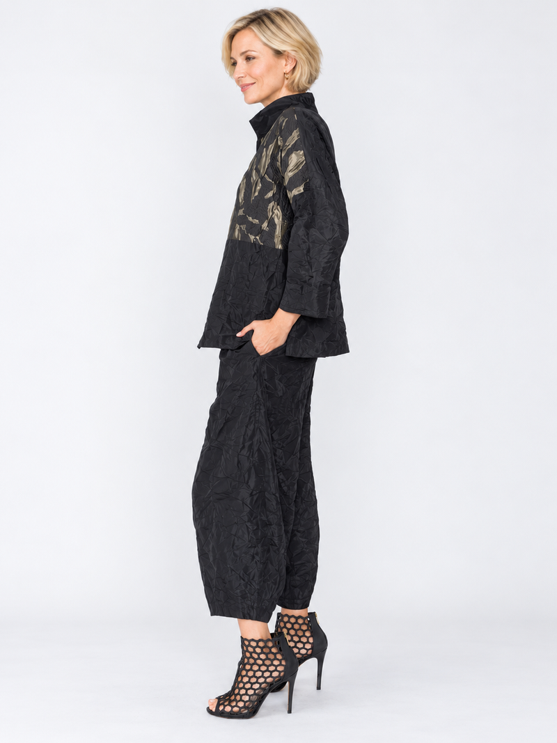 Mixed Media Color Block Print Jacket - 7960J