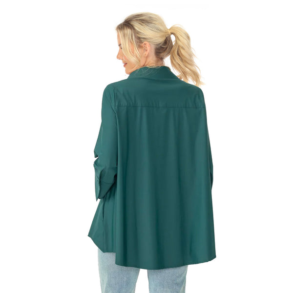 IC Collection High-Low Pocket Blouse Hunter Green - 3778B-HNT