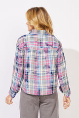 Hazy Plaid Weekend Shirt — fuchsia