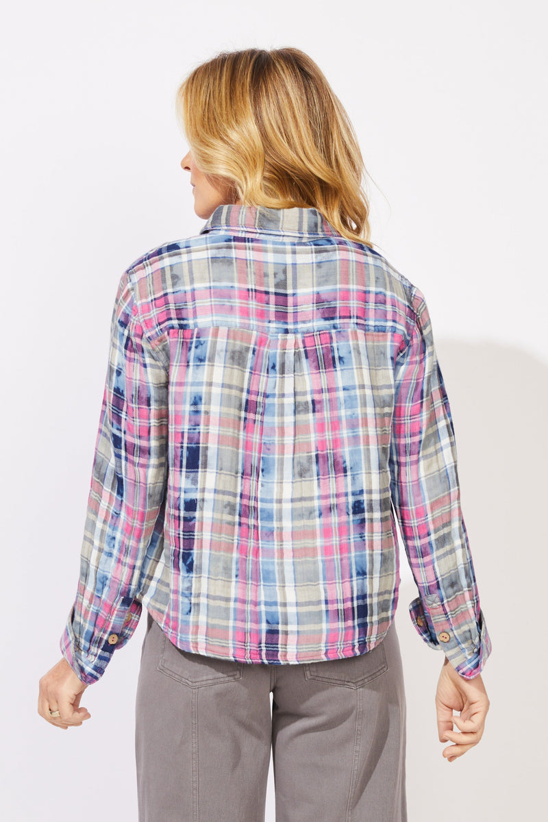 Hazy Plaid Weekend Shirt — fuchsia